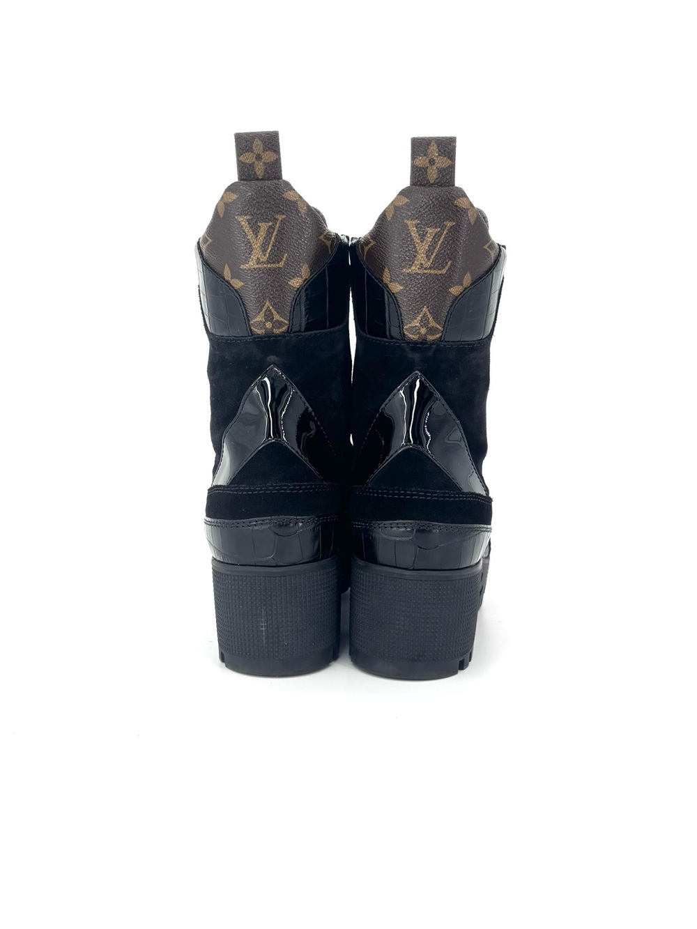 Louis Vuitton Laureate Logo Monogram Croc Emboss Platform Ankle Boots 39 - Picture 4 of 10